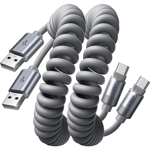 LISEN Coiled USB C Cable, 2 Pack by Lisen