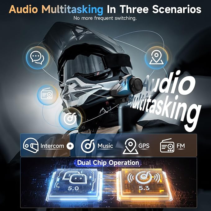 Motorcycle Intercom Headset, Moman H2E Eagle-Like Communication System - Image 2