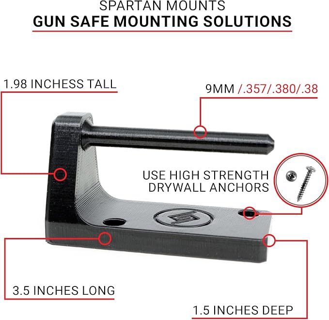 Spartan Mounts Universal Pistol Revolver Wall Mount | Display Hook Adapter Bore - Image 2