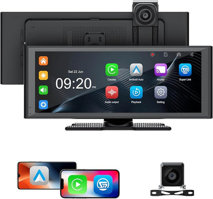 Portable Carplay Screen for Car, 10.26" Wireless Apple Carplay & Android Auto by XBAY