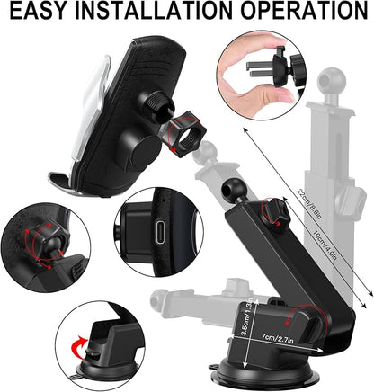 Car Phone Mount, Auto-Clamping Smart Sensor 10W Qi Fast Charging Car Front - Image 5