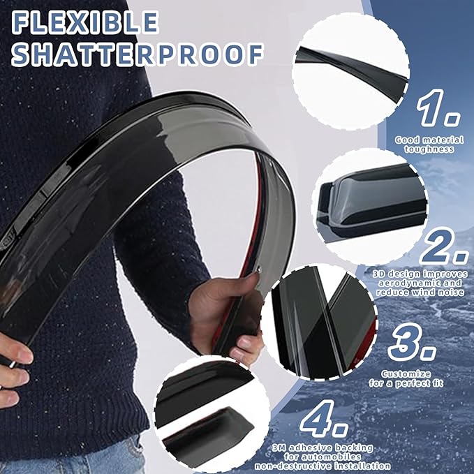 Window Visors Rain Guards fits 2011-2016 Elantra Sedan, Out-Channel Window Wind - Image 4