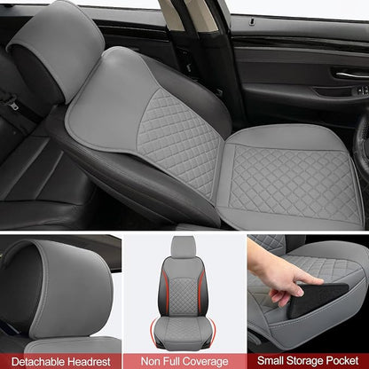 2 Pack Leather Front Seat Covers, Universal Sideless Car Seat Protectors - Image 4