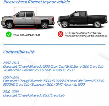 in-Channel Rain Guards Fit for 2007-2013 Chevy Silverado/GMC Sierra - Image 2