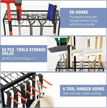 Garden Tool Organizer for Garage, Garden Tool Rack, Yard Tool Holder for Garage - Image 4