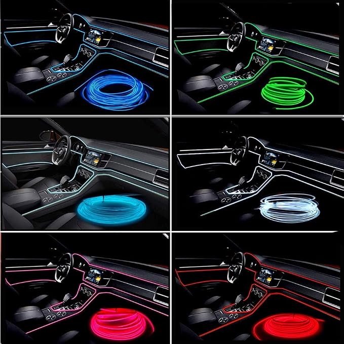 El Wire White Interior Car LED Strip Lights, 3M Neon Wire USB 5V - Image 6