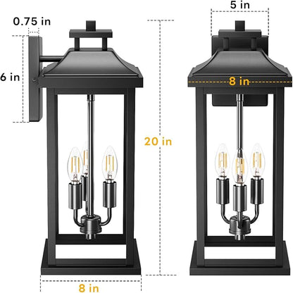 20" Large Outdoor Light Fixtures 3-Light 2 Pack, Exterior Wall Sconce Lanterns - Image 7