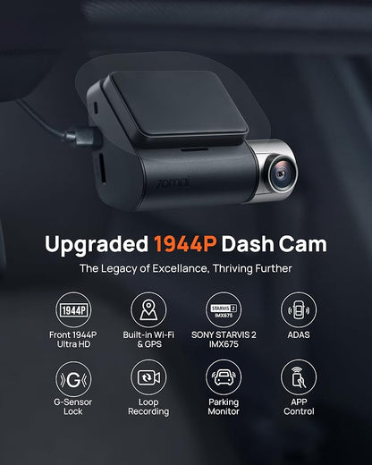70mai Dash Cam Front and Rear A510, 1944P+1080P - Image 2