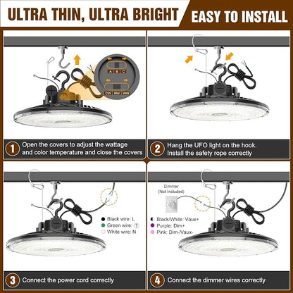 480V UFO LED High Bay Light 200W 150W 120W Adjustable, UL DLC Listed Dimmable - Image 8