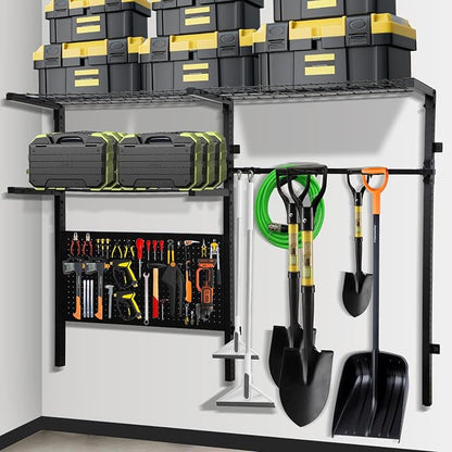 Garage Shelf Wall Mounted with Pegboard Heavy Duty Garage Wall Shelving with by NouraVita