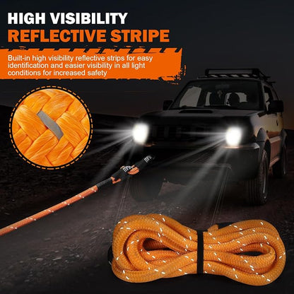 MAIKEHIGH 1-1/8" x 30ft Kinetic Tow Rope, Heavy Duty Recovery Rope - Image 2