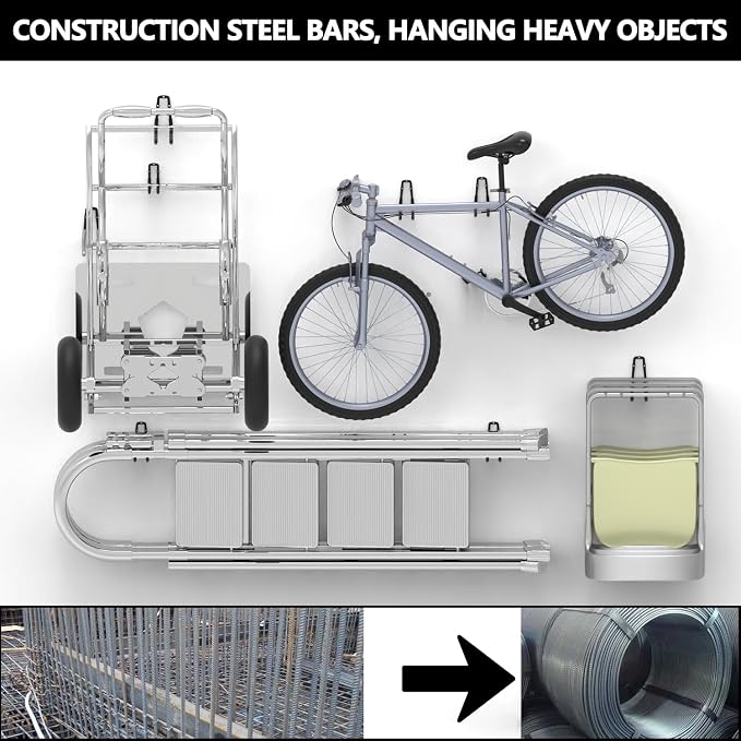 3-H Heavy Duty Garage Hooks 14 Pack, One-Piece Construction Garage Wall Hooks - Image 5
