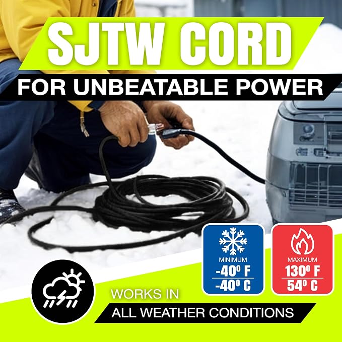 6ft Outdoor/Indoor Extension Cord 16/3 Gauge Heavy Duty 3 Prong SJTW, Waterproof - Image 8