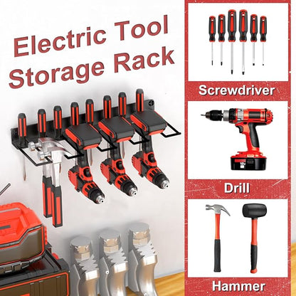 Drill Holder Power Tool Organizer Wall Mount, 4 Cordless Drill Racks - Image 3
