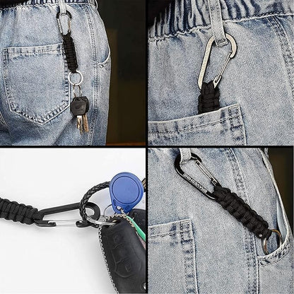 BRAVESHINE Paracord Keychain Carabiner Clip, D Ring Lanyard Hanger Stroller Hook - Image 6