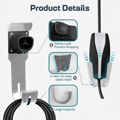 Tesla Charger Holder Wall Mount Kit, Sliver Mobile Connector Charging Cable Cord - Image 5