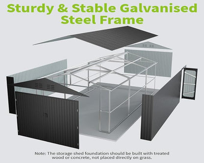 20 x 13 FT Outdoor Storage Shed, Large Metal Garden Shed - Image 9