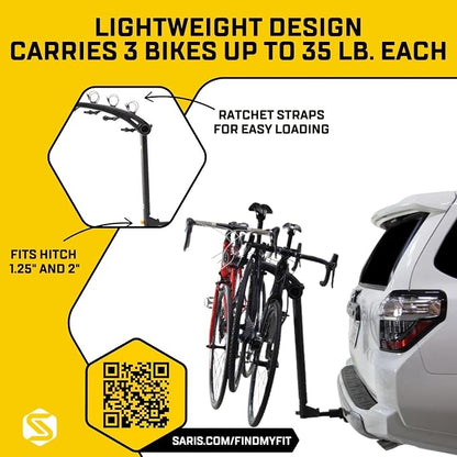 Saris Bones 3-Bike Hitch Rack Bicycle Carrier, - Image 3