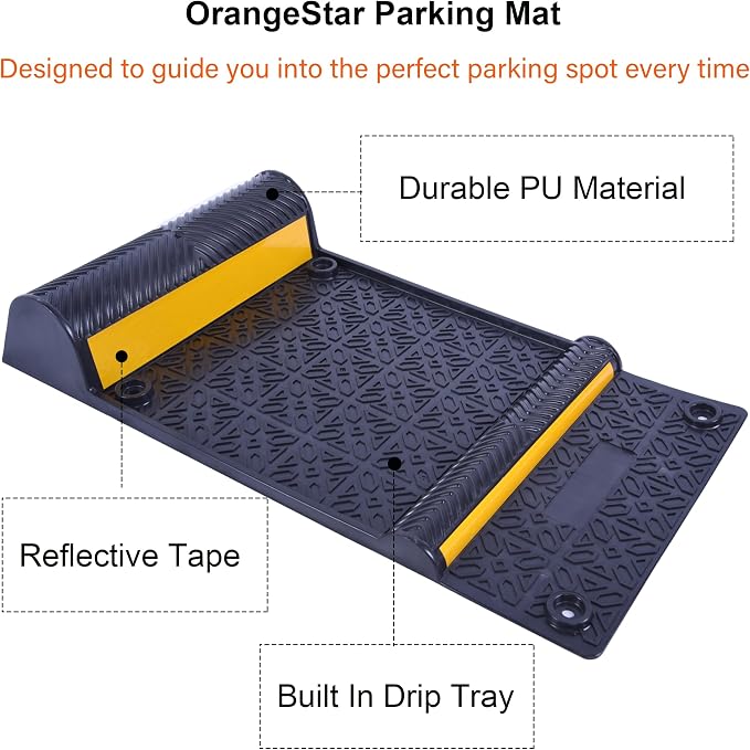OrangeStar 8 Pack Parking Guide Mat, 21” Heavy Duty PU Wheel Stopper - Image 2