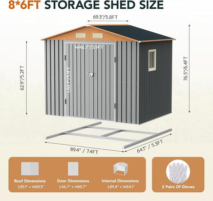 6x8FT Metal Shed & Outdoor Storage Shed - Image 2