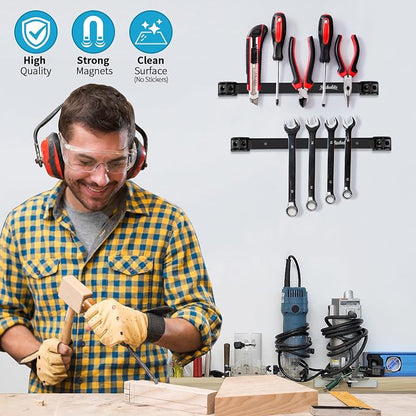6 Pieces 12" Magnetic Tool Holder Strip, Metal Tool Organizer Rack - Image 2