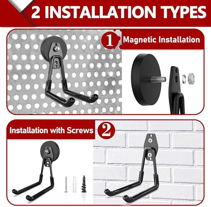 3-H Heavy Duty Magnet Garage Hooks 4 Pack, Extra Large Strong Magnetic Hooks - Image 2