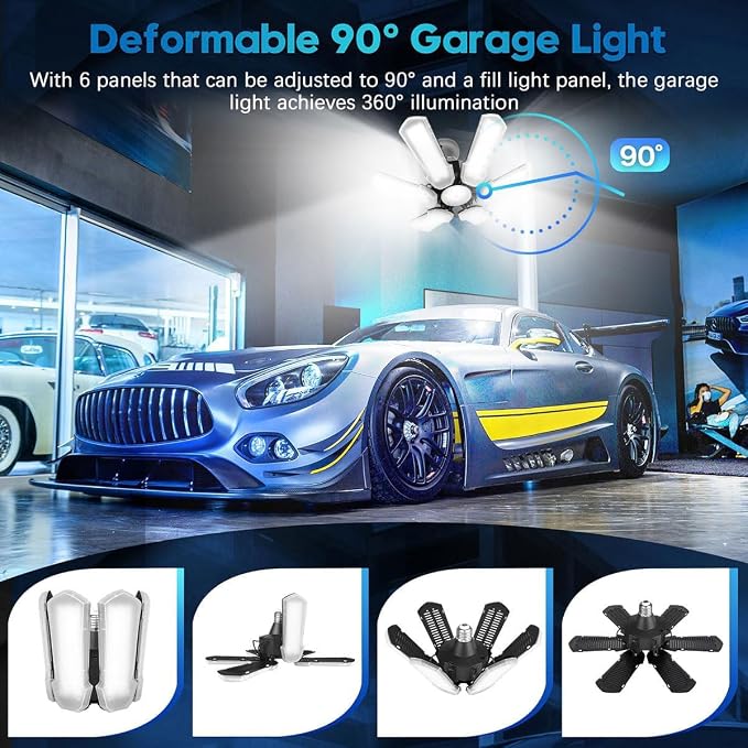TANBABY Upgrade LED Garage Light, 150W Deformable Ceiling LED Shop Light - Image 3
