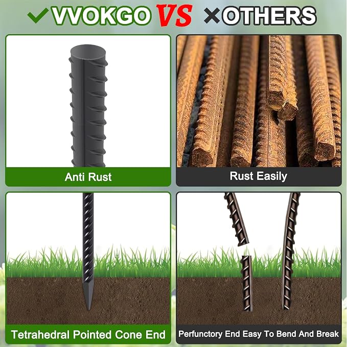 VVOKGO Rebar Stakes 48 Inch 16-Pack Concrete Form Stakes Heavy Duty Straight - Image 3