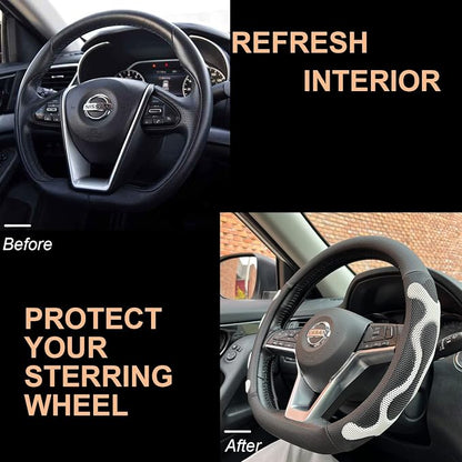 PINCTROT D Shaped Comfy Grip Steering Wheel Cover, Anti-Slip Design, Flat - Image 4