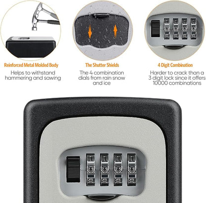 Key Lock Box Wall Mounted, Fayleeko 4 Digit Combination Lockbox - Image 4