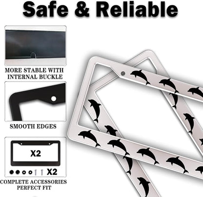 License Plate Frames for Women Black and White License Plate Protector for Men - Image 4