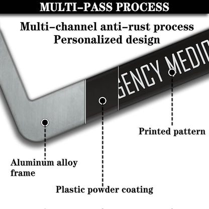 License Plate Bracket Black and White License Plate Frames EMT Emergency - Image 5
