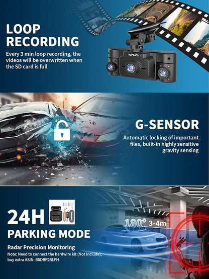 Dash Cam Front and Rear, 360 Dgree View 4 Channel Dash Camera - Image 5