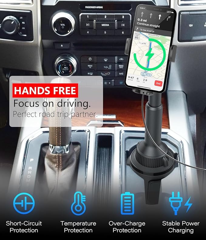 APPS2Car Car Cup Phone Holder Wireless Charger - Image 6