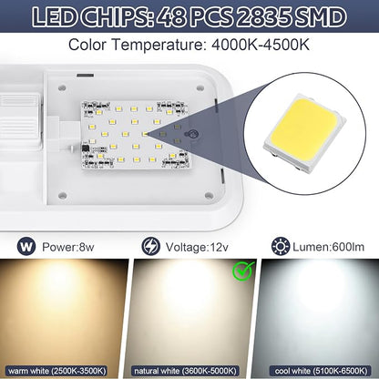 1 Pack RV Lights Interior 12V Led 8W Ceiling Double Dome Camper Light 600 Lumen - Image 4