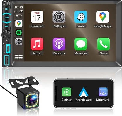 7" Wireless Double Din Car Stereo Apple Carplay Radio Screen by WirelessCarStereoforCar