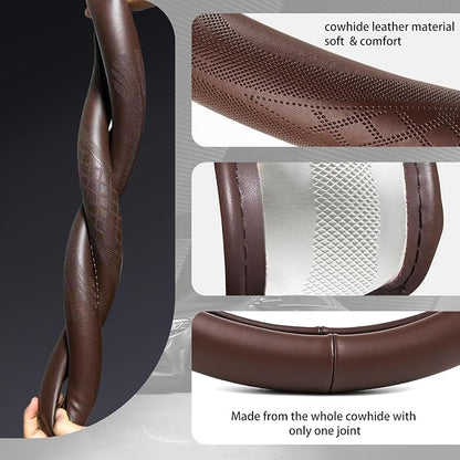 【2025 Model】 High-Grade Real Cowhide Steering Wheel Cover - Image 4