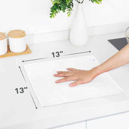 White Microfiber Cleaning Cloth 13"x13", Ultra Soft Absorbent Microfiber - Image 2