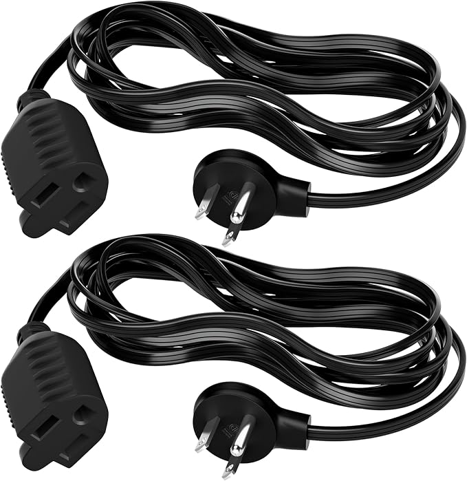 Elecan Flat Plug Extension Cord 8 Ft 2 Pack by Elecan