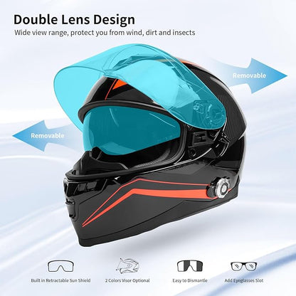 Full Face FreedConn Motorcycle Helmet Bluetooth 5.0 Integrated 2 Way Intercom - Image 5