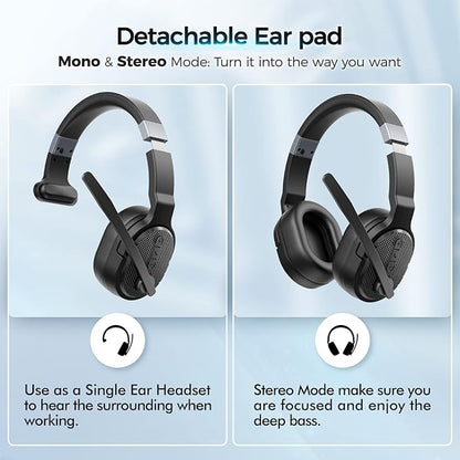 Trucker Bluetooth Headset with Dongle, Wireless Headsets with Noise Cancelling - Image 2