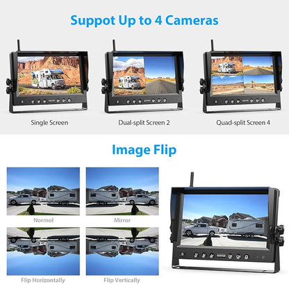 9 Inch Magnetic Solar Wireless Backup Camera System, 9600mAh Solar Rechargeable - Image 4