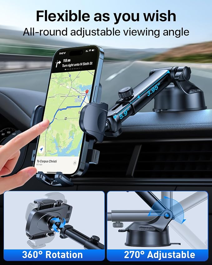 HTU 2025 Upgraded Car Phone Holder 【Safety Certs & No Smell】 Cell Phone Holder - Image 7