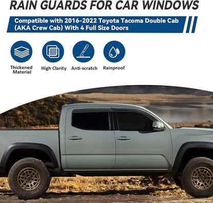 4pcs Front+Rear Smoke Tint Sun/Rain Guard Outside Mount Tape-On Vent Window - Image 2