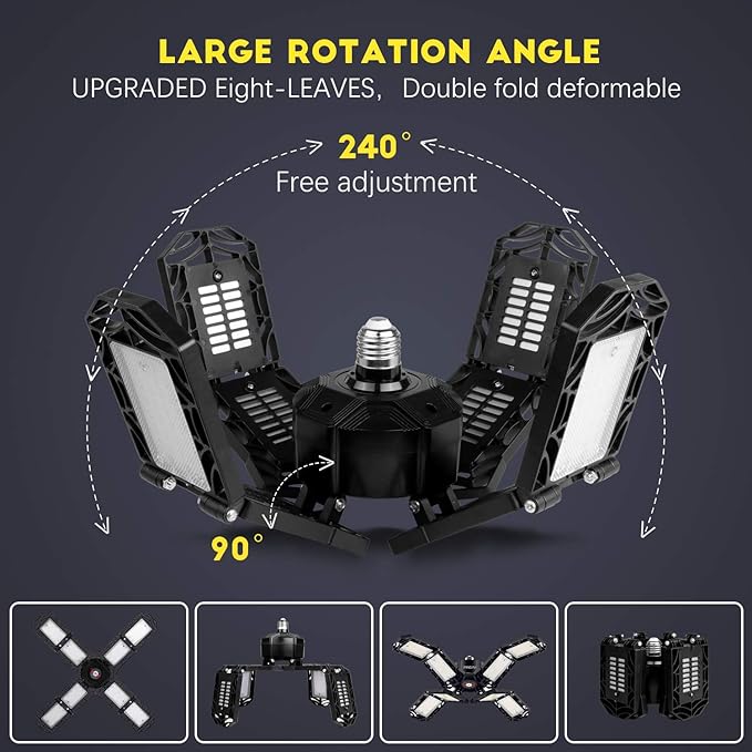 4 Pack LED Garage Light, Super Bright Screw in E26/E27 Ceiling Shop Work Lamp - Image 3