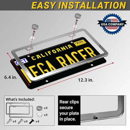 Premium Slim Polished Mirror Chrome License Plate Frames – 2 Pack, Rust-Free - Image 7