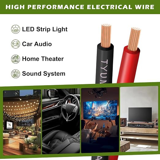 10 Gauge Wire 50FT, 10AWG Red Black Electrical Wire LED Strips Extension Cord - Image 7