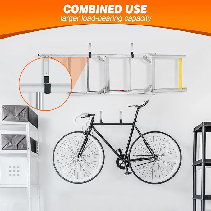 Ladder Hangers for Garage Wall Garage Hooks Heavy Duty Wall Hooks Set of 4 Tool - Image 5