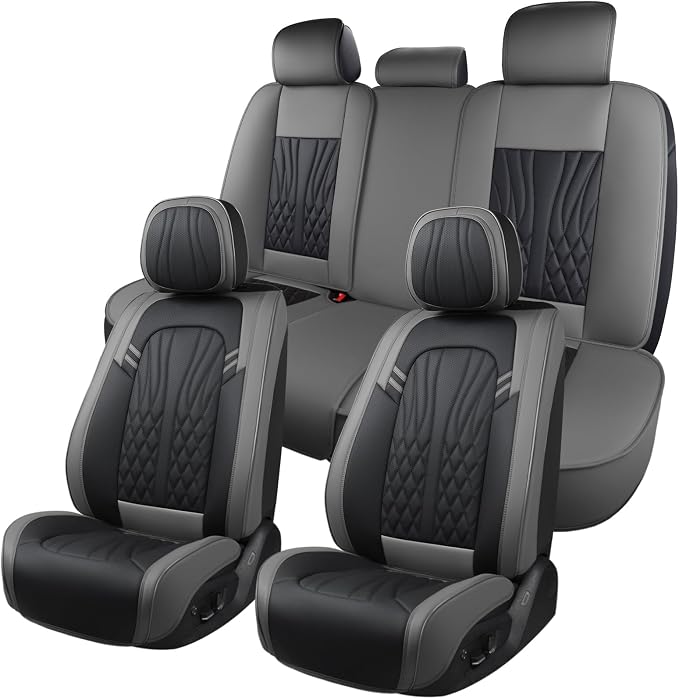 Leather Car Seat Covers, Car Seat Protector Waterproof, Seat Covers Full Set by MINGBRONCARSEATCOVER