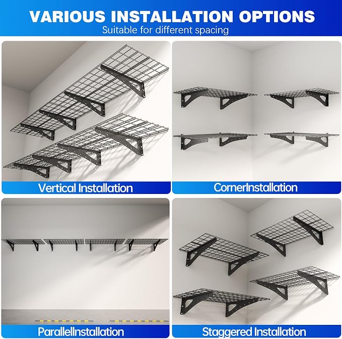 2-Pack Garage Wall Shelving, 2x4ft Walls Shelf Storage Rack, Sturdy Walls - Image 4